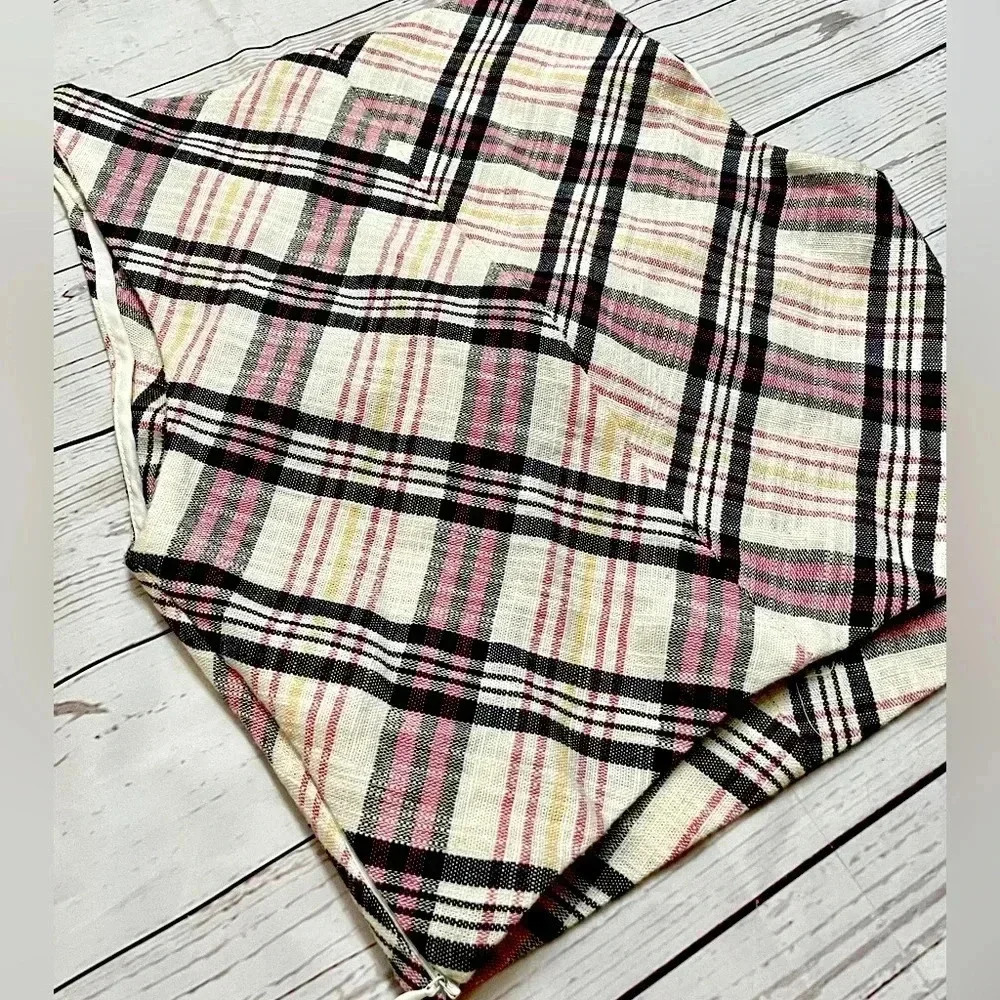 🎀EUC 🎀 Zara Womens TRF Plaid Crop Tank Top Sleeveless XS Bow Detail Pink Black - Picture 9 of 13